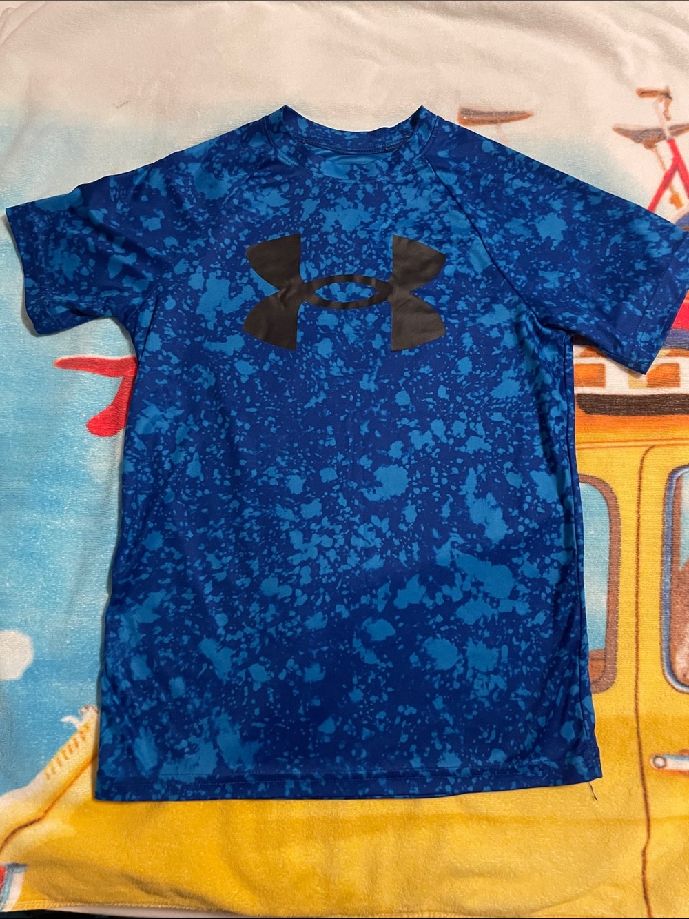 Under Armour Boys Blue Splatter Graphic Short Sleeve Tee